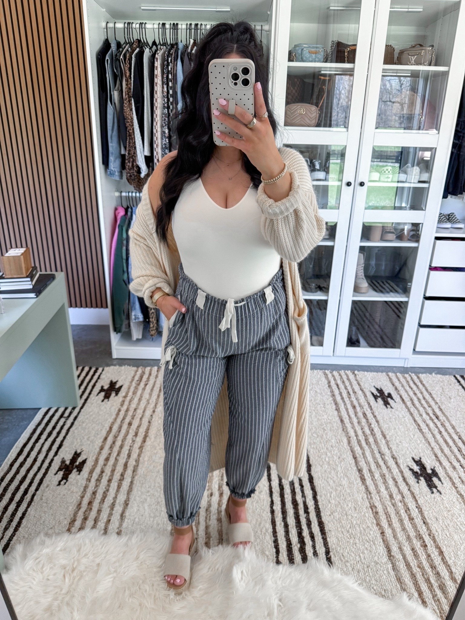 Casual Spring Outfit 🤍

Bodysuit - medium (sized up one for the bump)
Cardigan - small (apricot color - you could swap this color out for the khaki or off white option since those are in stock!)
Pants - small (wearing the blue color)

This is the perfect comfy look for spring! These pants are bump friendly 👏🏼 I paired them with this white bodysuit, duster cardigan & these platform sandals!

#LTKootd #LTKBump