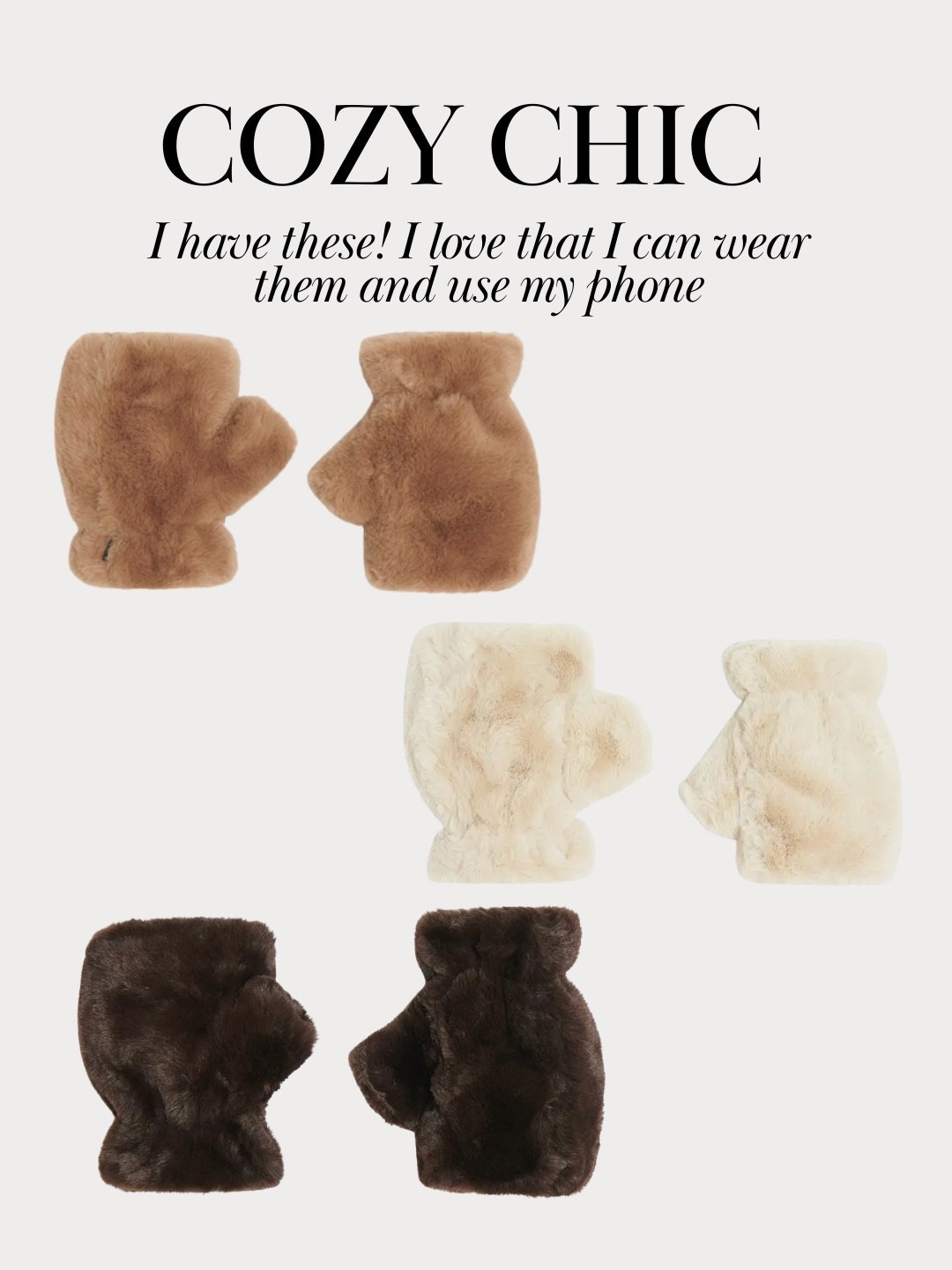 Faux fur mittens that you can still use your phone! Apres ski accessories 

#LTKSeasonal