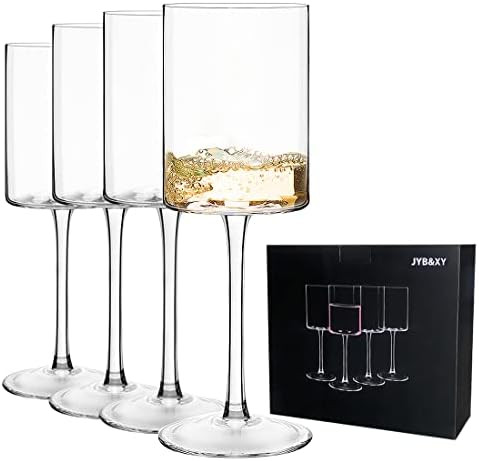 Red or White wine glasses 15oz Hand Blown Premium Crystal square wine glass set of 4 Unique Large... | Amazon (US)