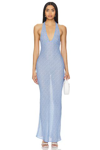 LIONESS Carrie Halter Dress in Blue Check from Revolve.com | Revolve Clothing (Global)