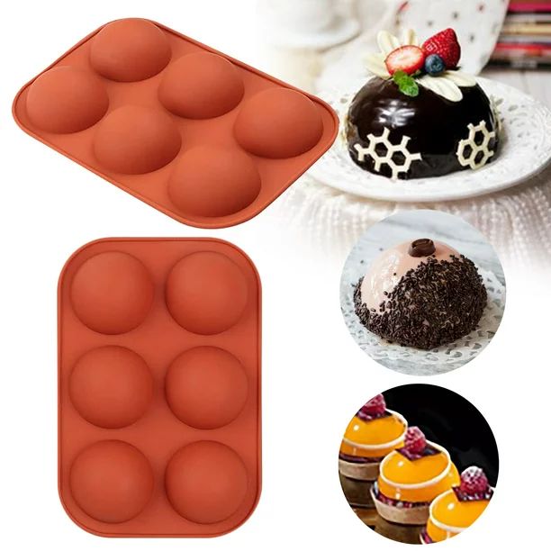 matoen 6 Holes Half Ball Sphere Silicone Cake Mold Dome mold for Making Hot Chocolate Bomb, Cake,... | Walmart (US)