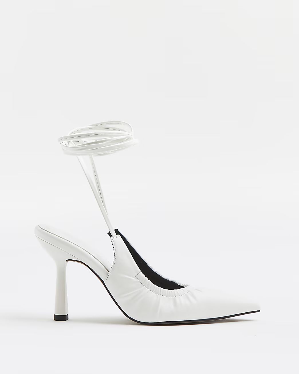 White ankle tie court shoes | River Island (UK & IE)