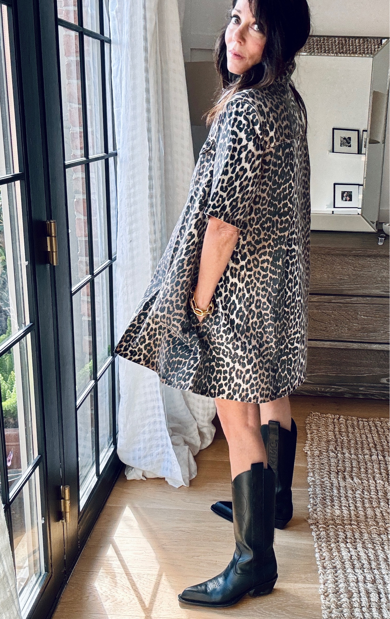 Love love love this leopard denim dress, wearing my normal Ganni size 38 which is like a size 6 
Boots I wear on repeat, I’ve linked similar that I love as well! 

Western 
Leopard 
Concert outfit 
Wear to a party
Wear to work 
Fall outfit 

#LTKWorkwear #LTKStyleTip #LTKParties