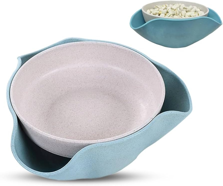 Wheat Straw Pistachio Bowl with Shell Storage, Double Dish Snack Bowl Serving Dish Nut Bowls Stor... | Amazon (US)