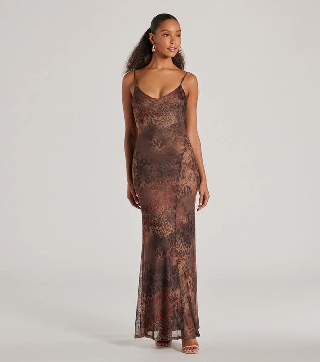 Fierce Allure Leopard Print Mesh Maxi Dress | Windsor Stores