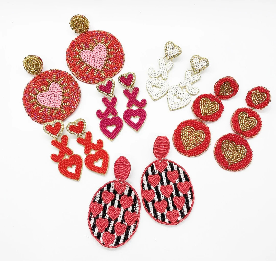 Valentines Earrings ,valentines Jewelry, Seed Bead,heart Jewelry, Valentines Earrings, Love, Vale... | Etsy (US)