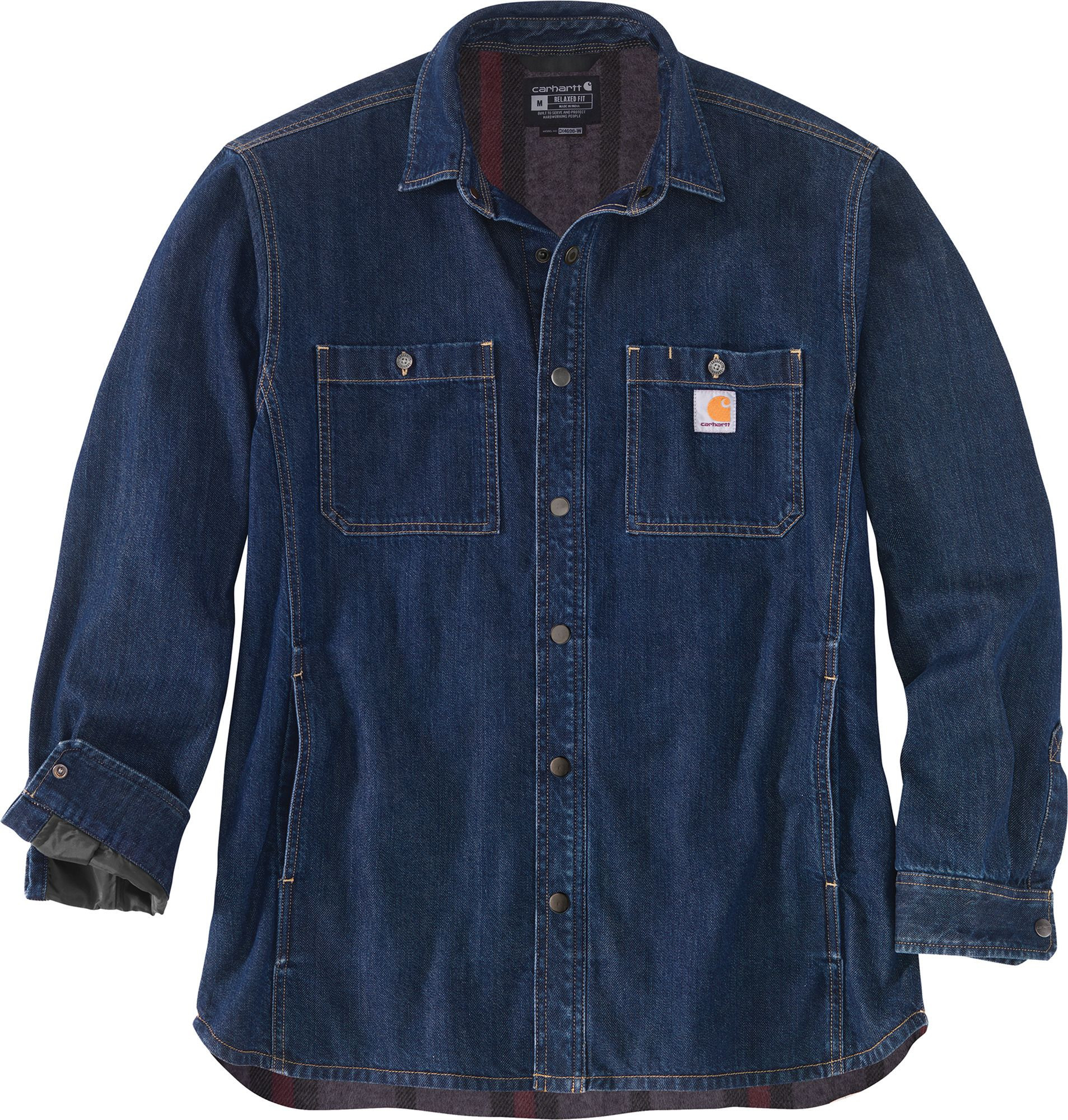 Carhartt Men's Relaxed Fit Denim Lined Snap Shirt Jacket, Medium, Glacier | DICK'S Sporting Goods