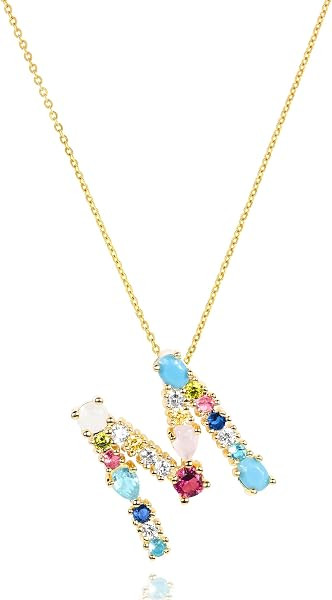 LAVLA Cubic Zirconia Initial Necklace For Women | Dainty Initial Necklace | 18k Gold Plated Color... | Amazon (US)