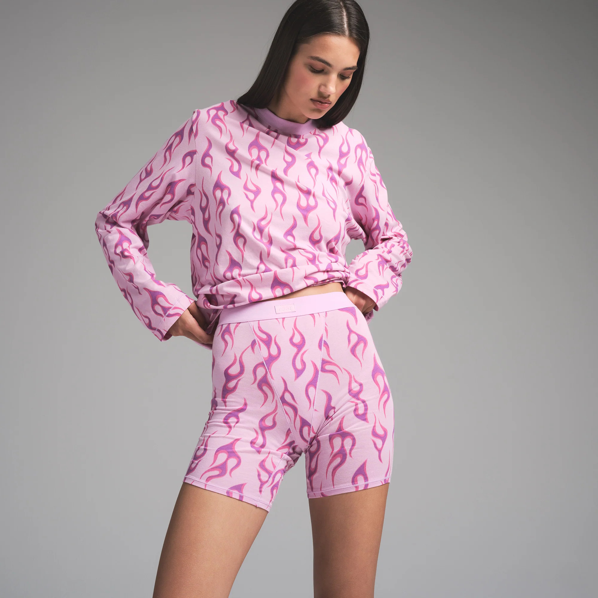 SKIMS Long Sleeve And Boxer Set | Pink | XL | Boyfriend | SKIMS (US)