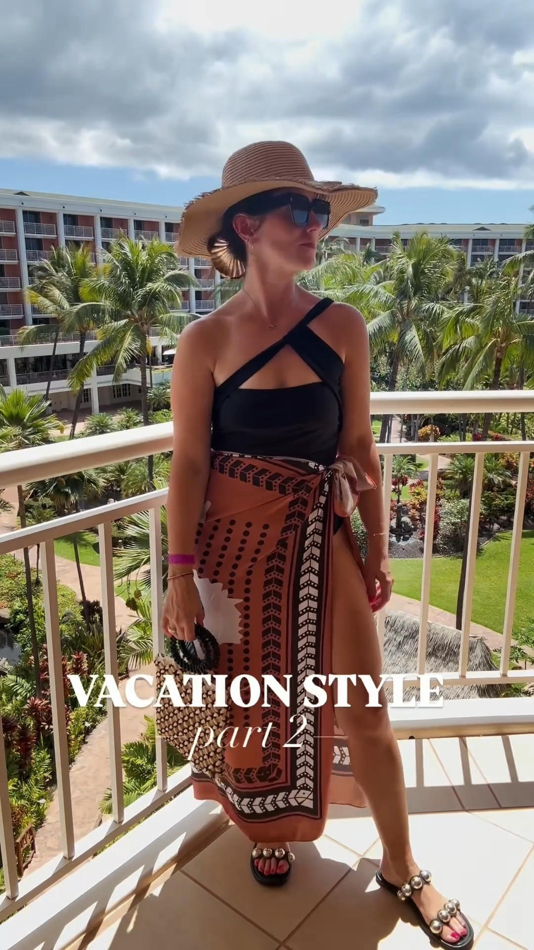 Wear this cute sarong maxi cover up (size medium) with a plain black suit (medium) 

*The hat is so fun and looks like a tiki hut 🛖 

*** I don’t love the fit of the suit it comes with! So I’ll wear it like this! 🤎

#LTKFindsUnder50 #LTKOver40 #LTKSwim