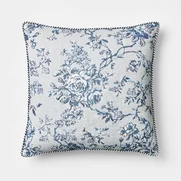 Oversized Square Floral Jacquard Pillow Blue - Threshold™ designed with Studio McGee | Target