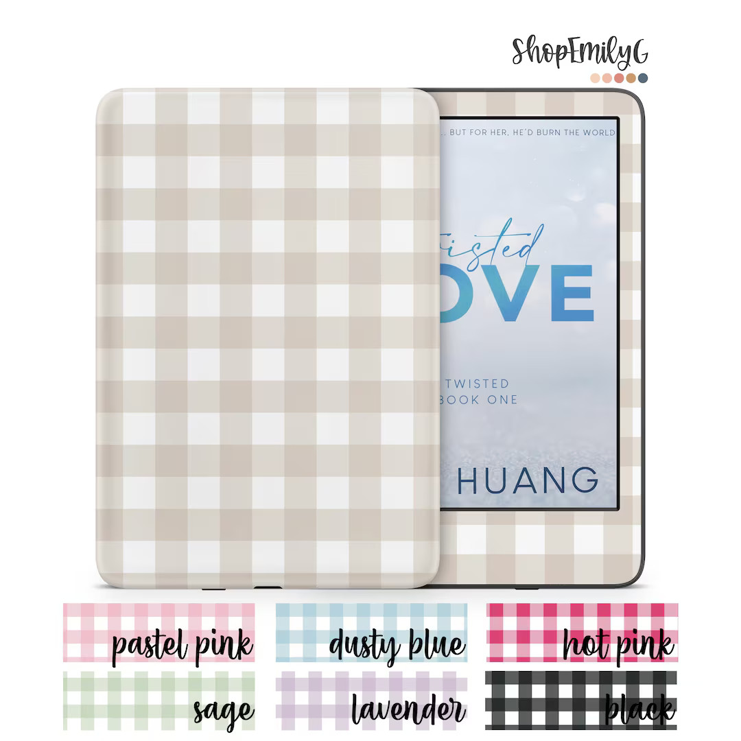 Gingham Plaid Kindle Skin | Aesthetic Checkered Wrap For Amazon Kindle Basic, Paperwhite, Fire, O... | Etsy (US)