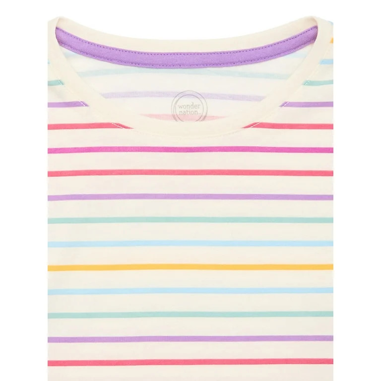 Wonder Nation Girls Kid Tough Tee with Long Sleeves, Sizes 4-18 & Plus - Walmart.com | Walmart (US)