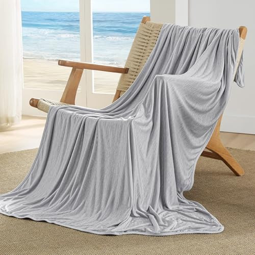 Bedsure Light Grey Cooling Blanket for Hot Sleepers - Summer Cold Throw Blanket for Bed, Arc-Chill Lightweight Summer Bedding, Cool Thin Ice Cold Cooled Throws with Rayon Derived from Bamboo, 50x70 | Amazon (US)