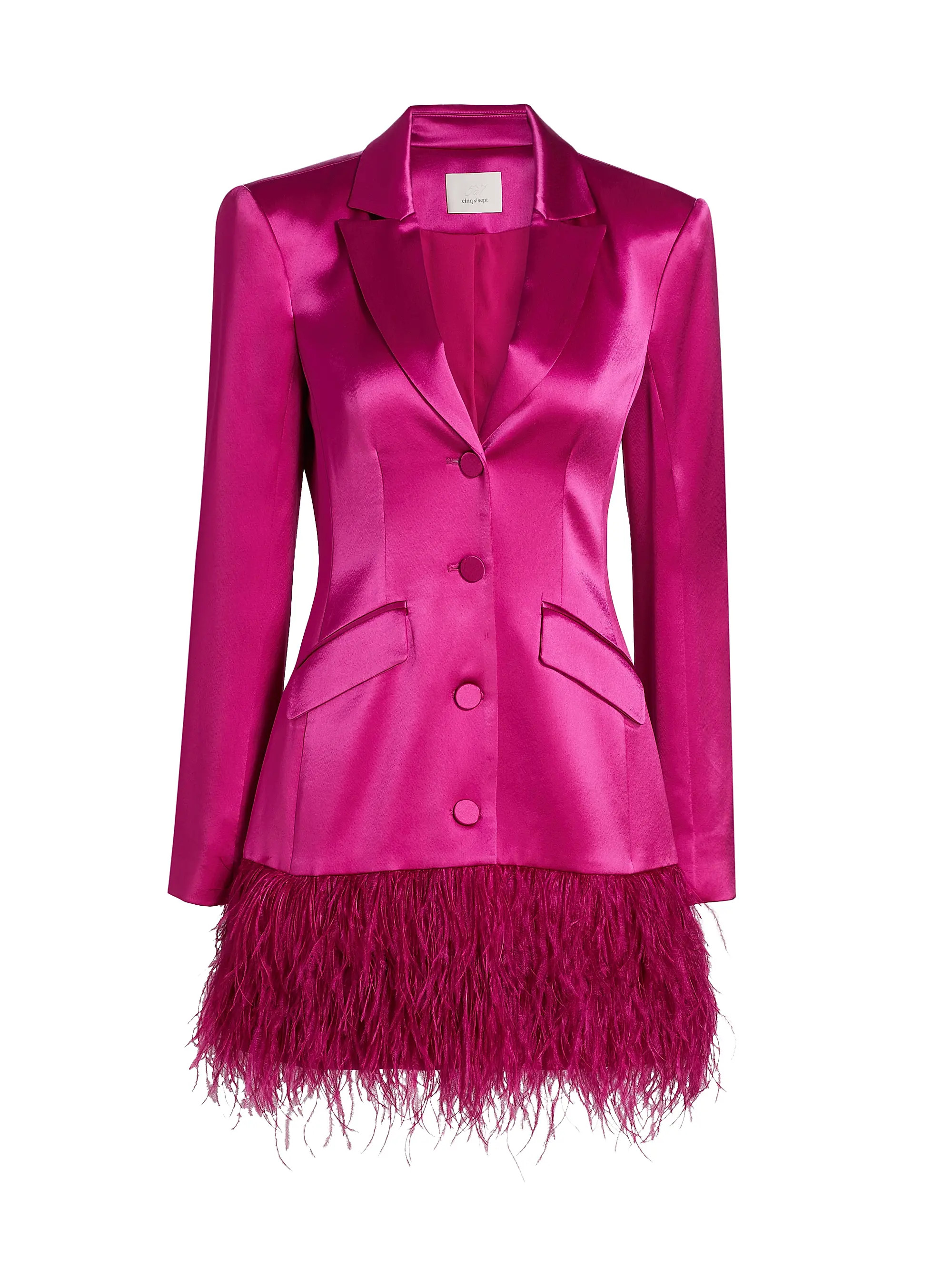 Joel Feather-Trim Satin Minidress | Saks Fifth Avenue