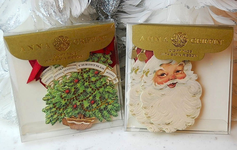 NIB  2 BOXES  Anna Griffin CHRISTMAS TREE + SANTA GIFT TAGS | eBay US