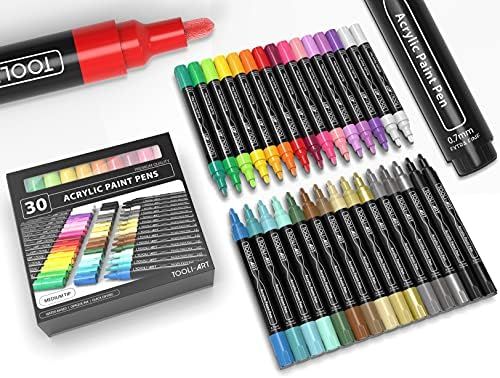 Amazon.com: 30 Acrylic Paint Markers Paint Pens Assorted Vibrant Markers Set 3.0mm Medium Tip for... | Amazon (US)