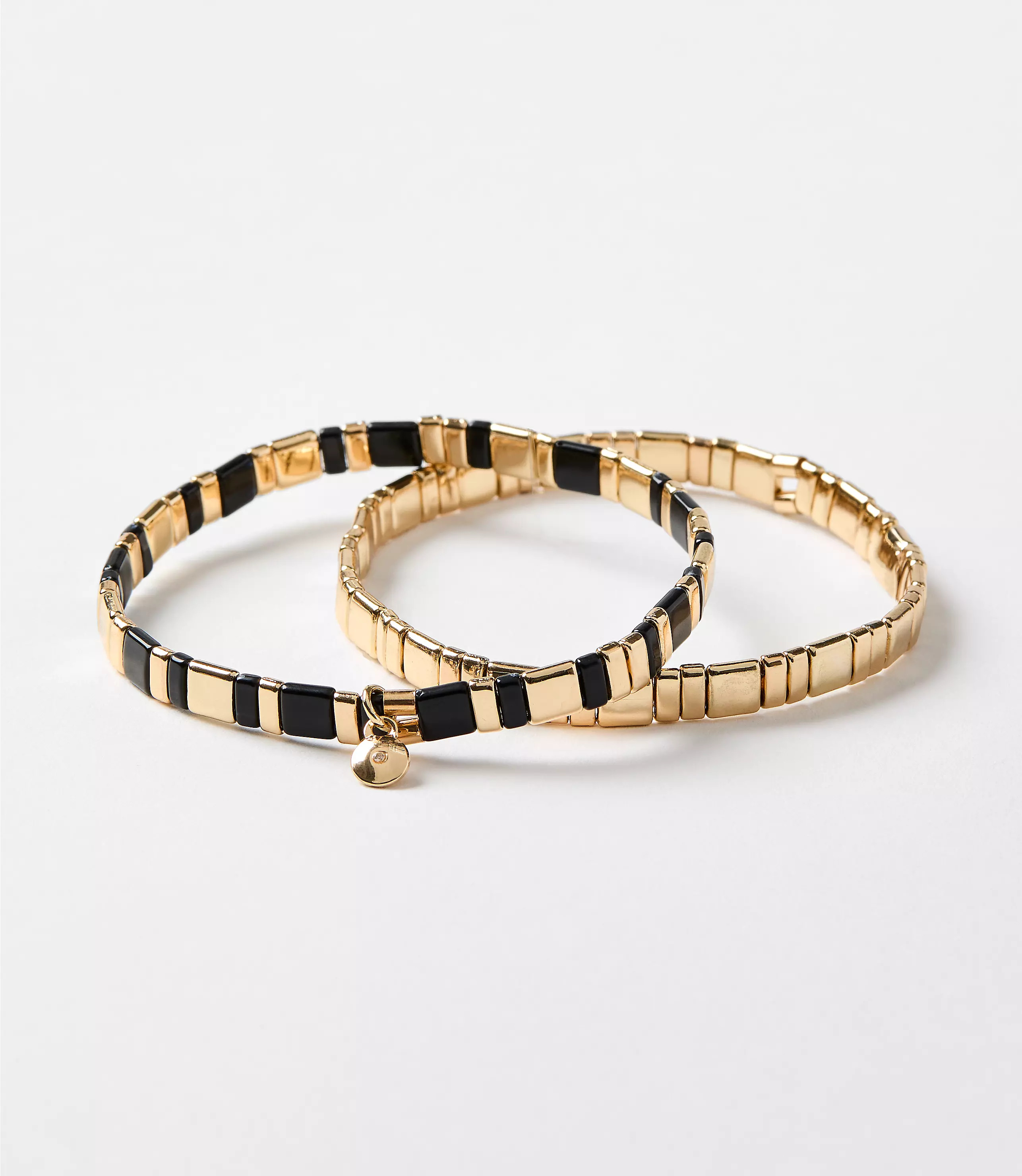 Pave Charm Chicklet Bracelet Set | LOFT