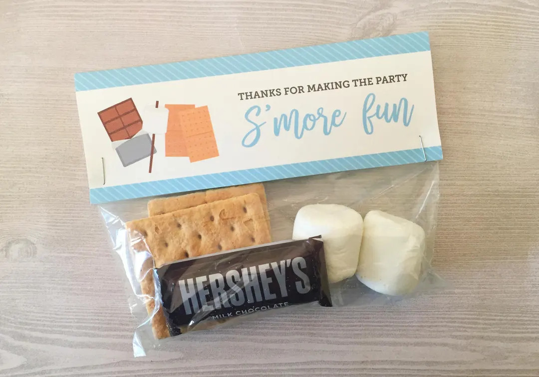 S'mores Treat Bag Topper, Printable Favors, S'mores Kit, S'mores Party Favor Blue | Etsy (US)