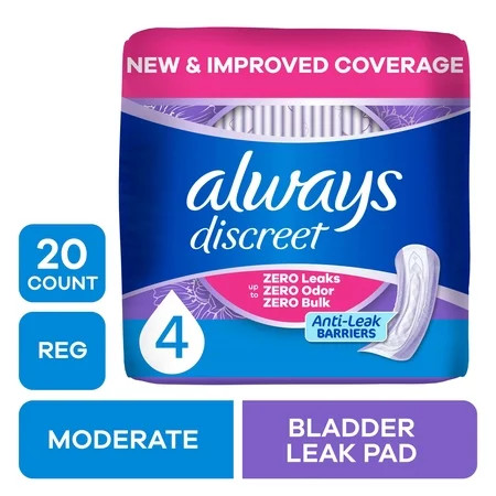 Always Discreet Pads, Moderate Absorbency, Regular 20 Count | Walmart (US)