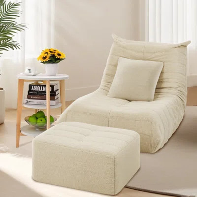 Bean Bag Chair With Ottoman and Pillow, Sofa Big Beanbag Chair For Adults Fireside Bean Bag Lounger Memory Foam Chair For Home, Apartment Or Gaming Ve | Wayfair North America