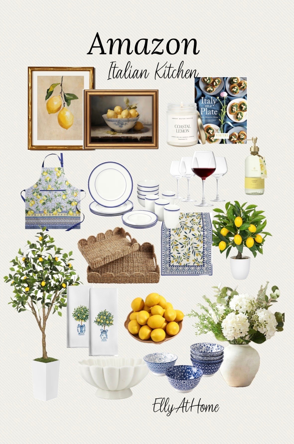 Italian inspired summer kitchen from Amazon! Shop artwork, vases, lemon accents, trays, dinnerware, stemware, and more kitchen accessories!

#LTKdayinmylife #LTKHome #LTKSaleAlert