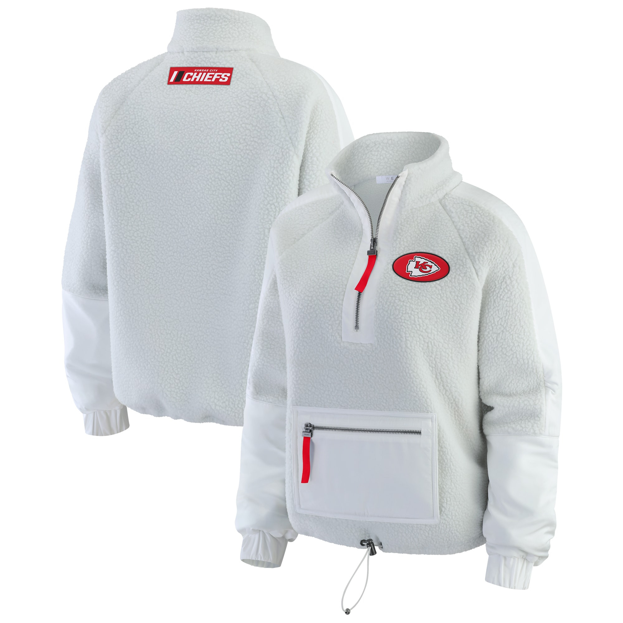 Women's Kansas City Chiefs WEAR by Erin Andrews White Polar Fleece Half-Zip Jacket | NFL Shop