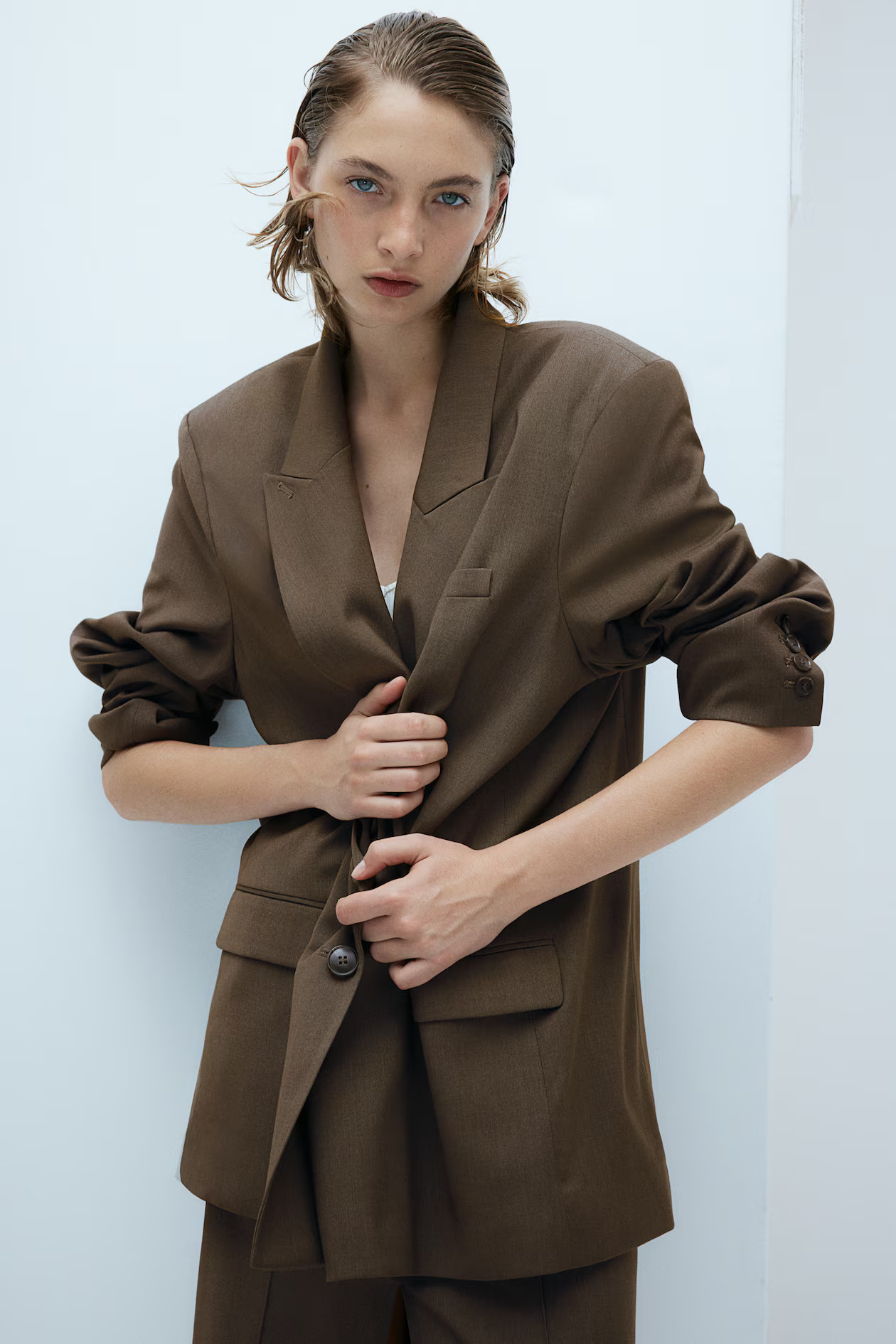 Double-breasted blazer - Dark mole - Ladies | H&M GB | H&M (UK, MY, IN, SG, PH, TW, HK)