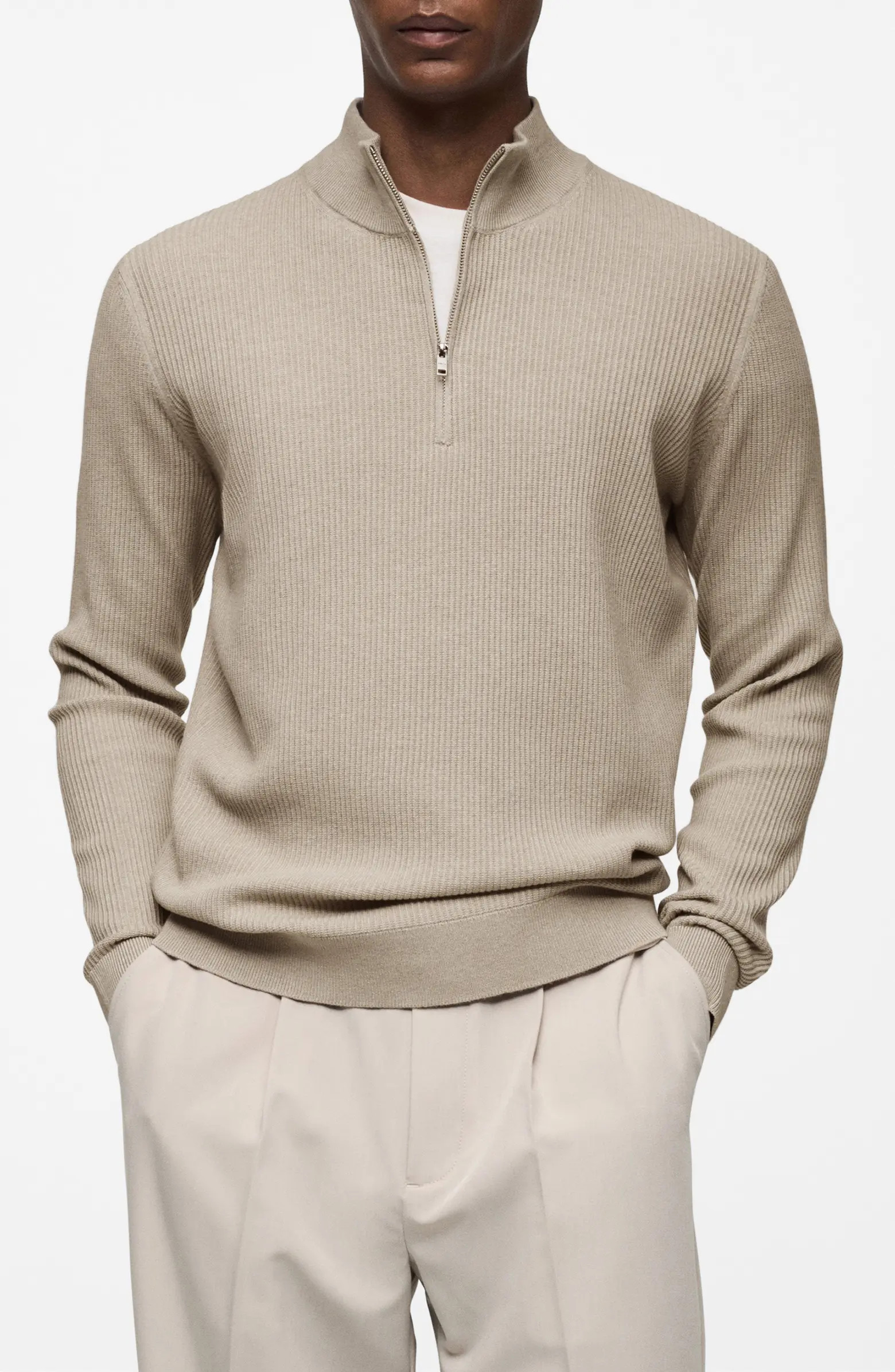 MANGO Perkins Half Zip Sweater | Nordstrom | Nordstrom