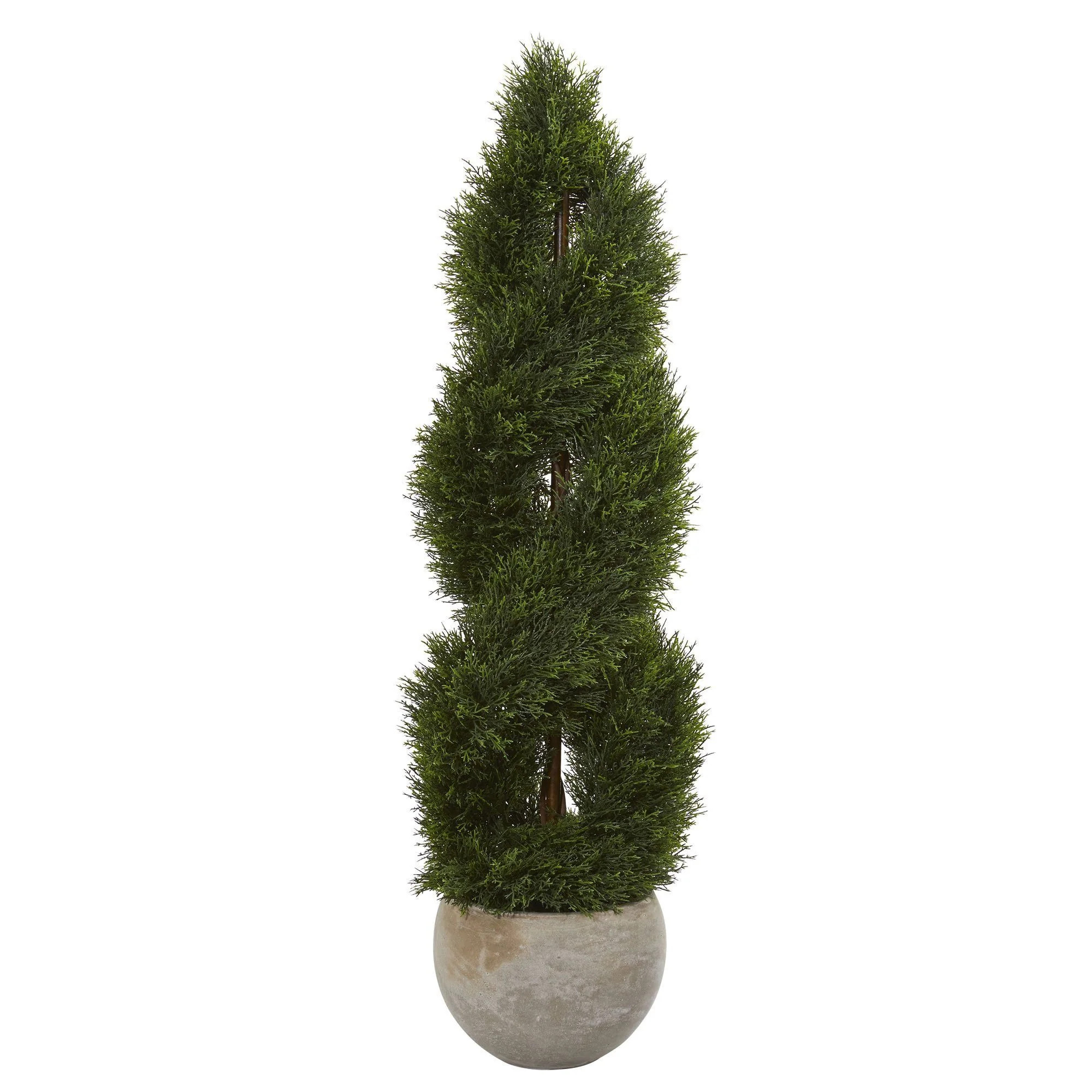 4’ Double Pond Cypress Spiral Artificial Tree in Sand Colored Planter UV Resistant (Indoor/Outd... | Nearly Natural