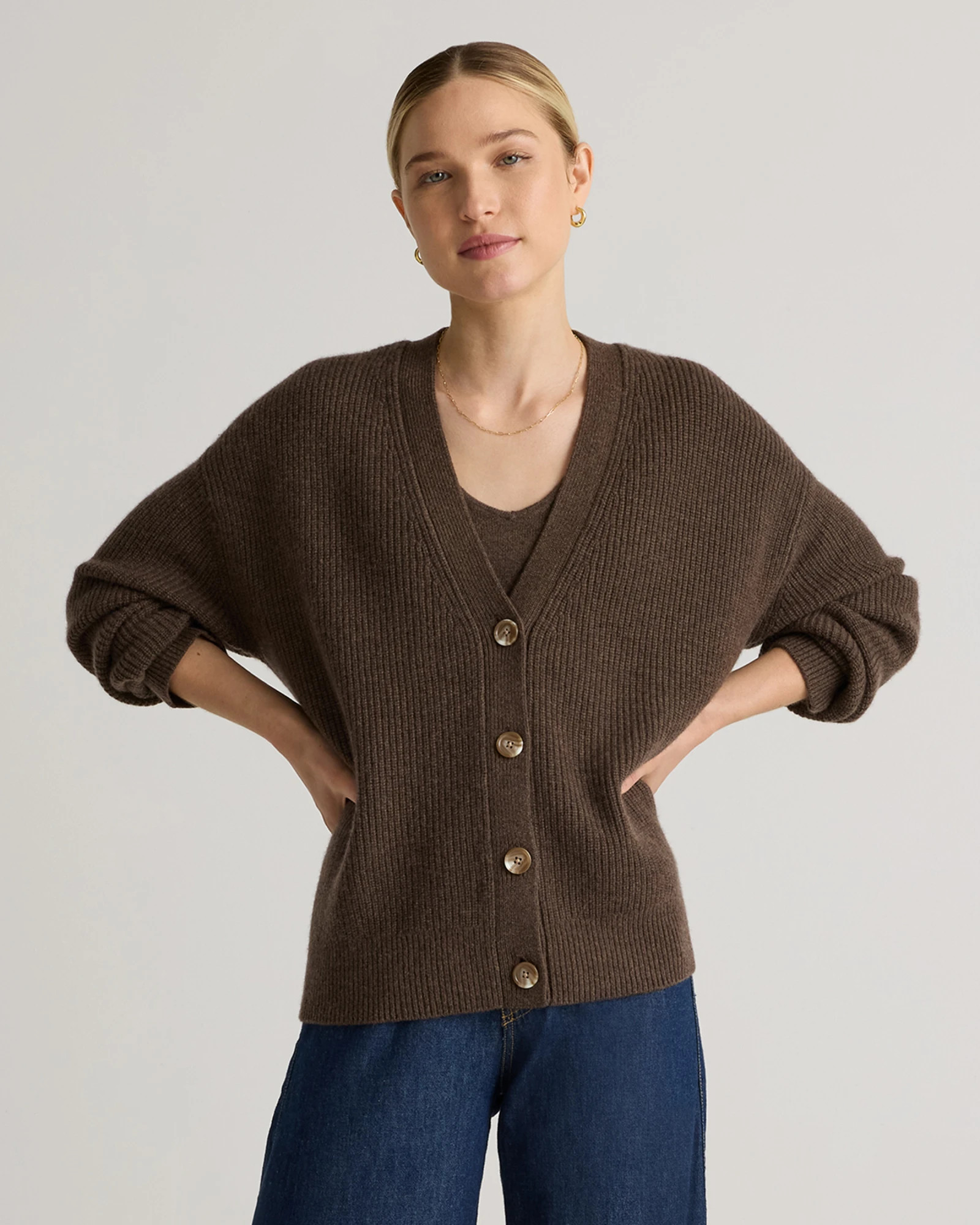 Mongolian Cashmere Fisherman Boxy Cropped Cardigan Sweater | Quince