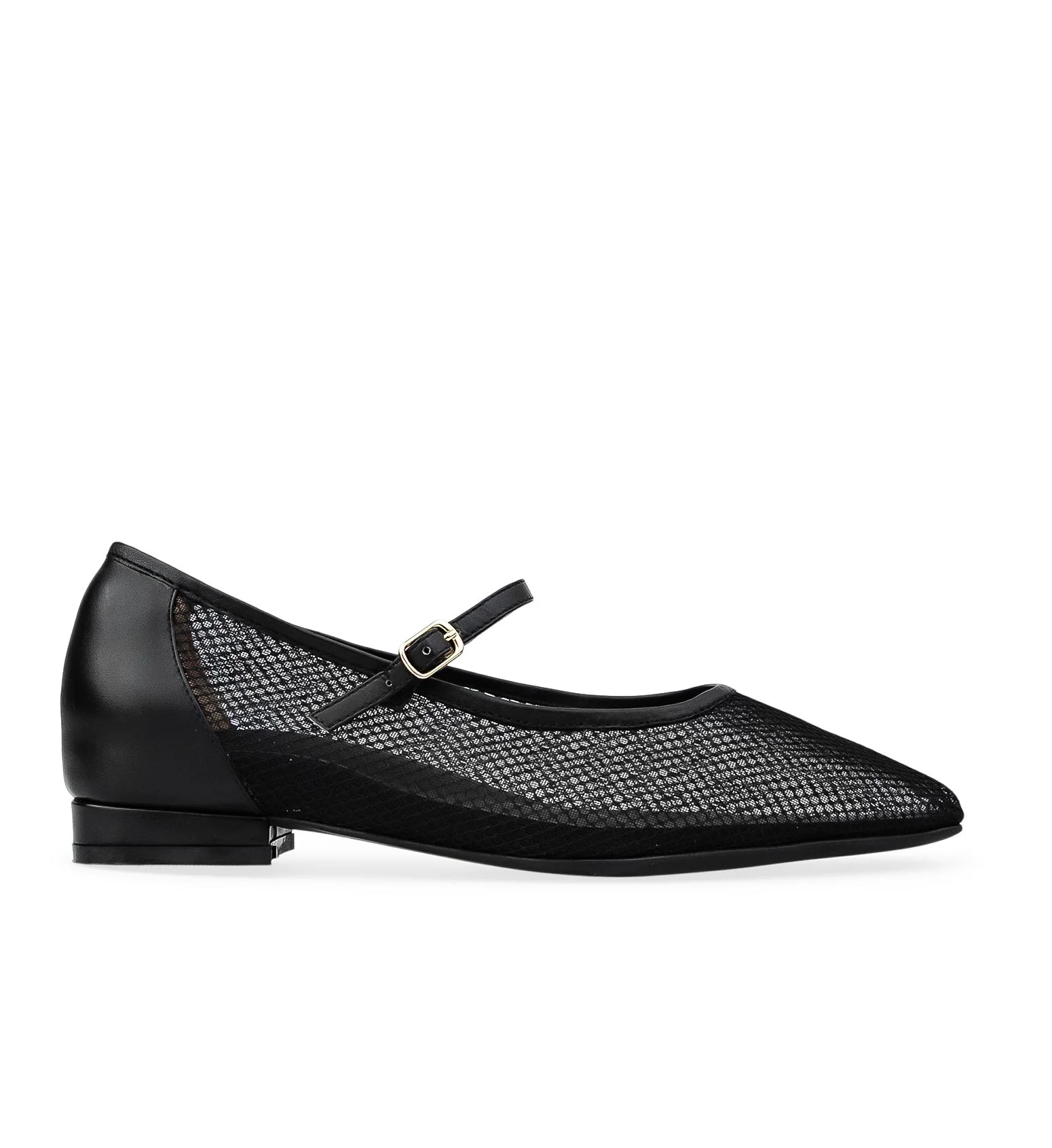 Black Leather & Mesh Ballet Flats | Bared Footwear