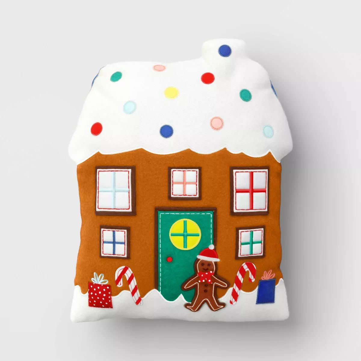 16.5"x14" Reversible Gingerbread House to Polka Dot Christmas Novelty Plush Pillow Brown/Blue - W... | Target