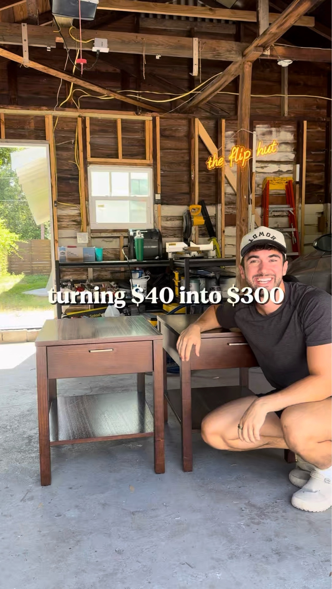 $40 at Goodwill. $300 on Facebook Marketplace. 🤑🪵

I almost walked past these Ethan Allen side tables — a matching pair for $40 total in incredible condition. They just needed someone to see past the dated finish and give them a second life. So I did. 👀

Here is how I got there 👇

🧪 Chemical stripped the tops down to bare wood and stained them with Varathane Spray Stain in Dark Walnut — the spray version is a game changer for beginners, super even finish every time

🔲 Added custom box molding to the drawer fronts with leftover trim — this one step alone completely transforms a piece

🎨 Painted the body in an all in one paint in the color Haven — the most beautiful dusty blue grey you have ever seen and it pairs perfectly with that warm walnut

✨ Finished with antique brass hardware and wipe on polyurethane on the wood tops to seal everything in

$260 profit on a single thrift store find. This is exactly why I never walk past a good piece. 💰
What would YOU pay for this set? Drop your number below 👇

#FurnitureFlip #ThriftFlip #EthanAllen #FurnitureMakeover #BeforeAndAfter​​​​​​​​​​​​​​​​

#LTKdayinmylife #LTKvlog #LTKHome