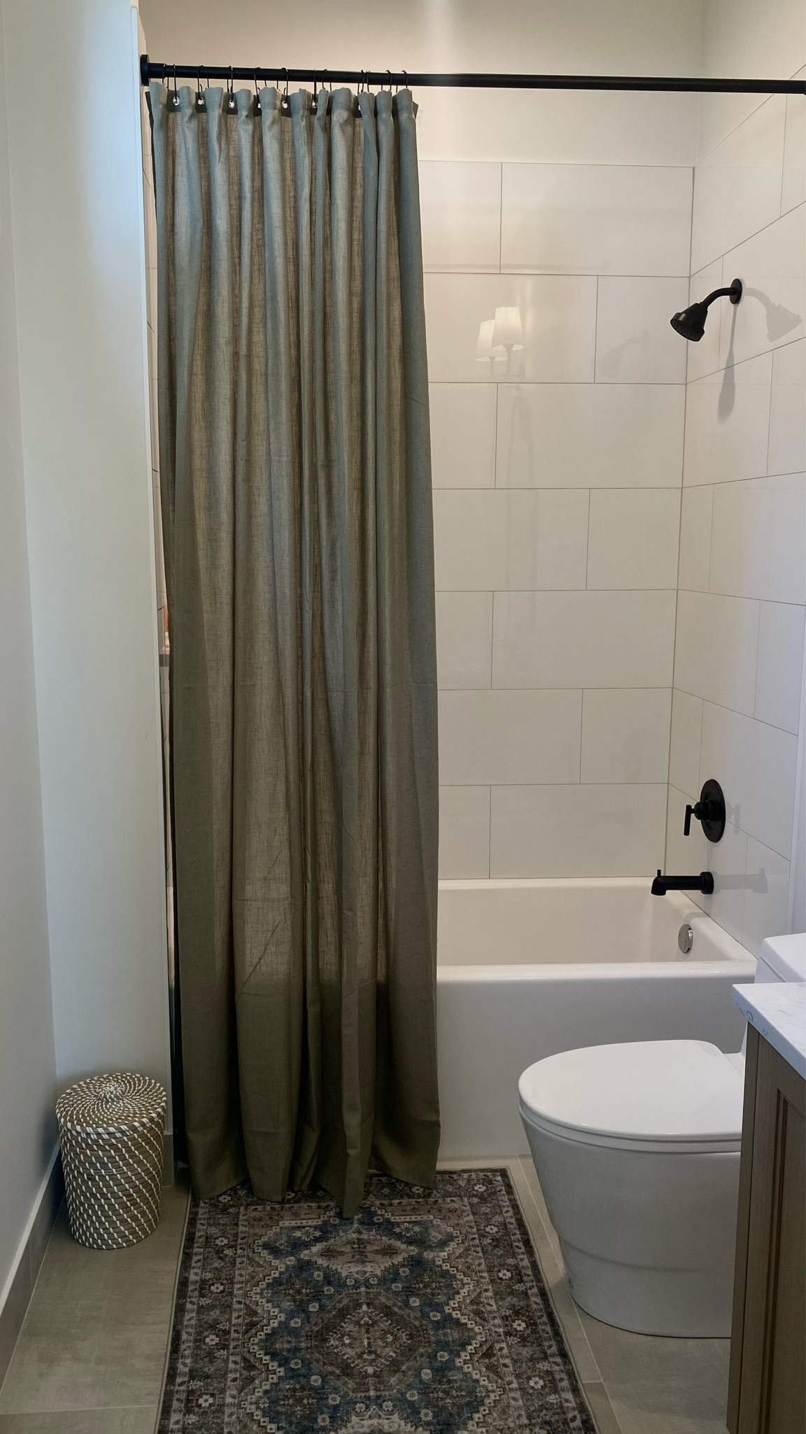 Master bath vibes are CRISP 🤌🏼 decided to play with mixing matte black and chrome, and decorating with warm olive tones and hints of blue just made it all work together so well!

Master bath decor Amazon home finds 96 inch shower curtainn

#LTKHome