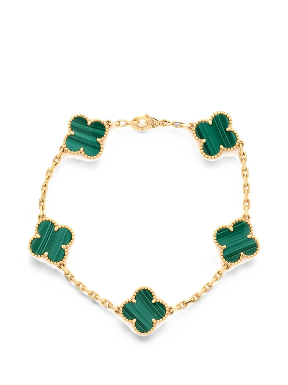 Van Cleef & Arpels Pre-Owned Vintage Alhambra 5 Motifs 18K Yellow Gold and Malachite bracelet | Farfetch Global