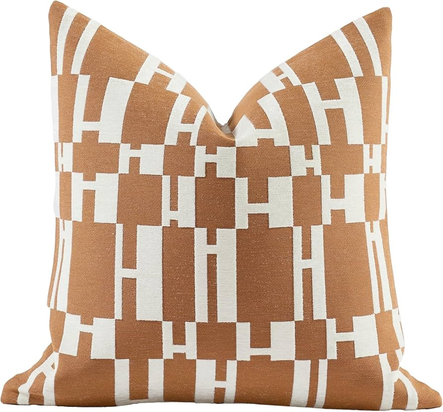 Amazon.com: Croker Horse New 20x20'' inches Throw Pillow Cushion Covers - Caramel H Letter Chenille Jacquard Embroidery Luxury Modern Style Couch Sofa Bed Pillow Cover for Living Room Bedroom : Home & Kitchen | Amazon (US)