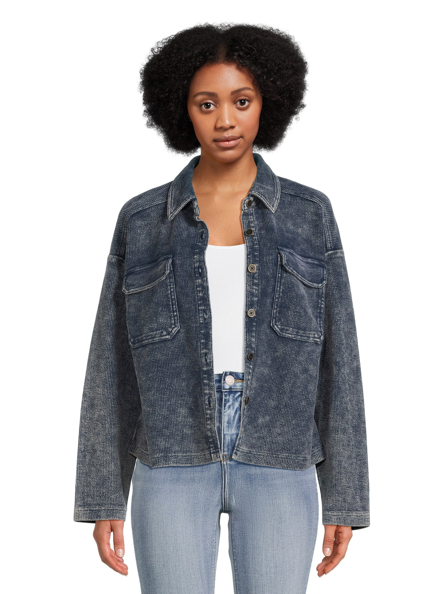 Time and Tru Women's Cropped Corduroy Shacket, XS-XXL | Walmart (US)