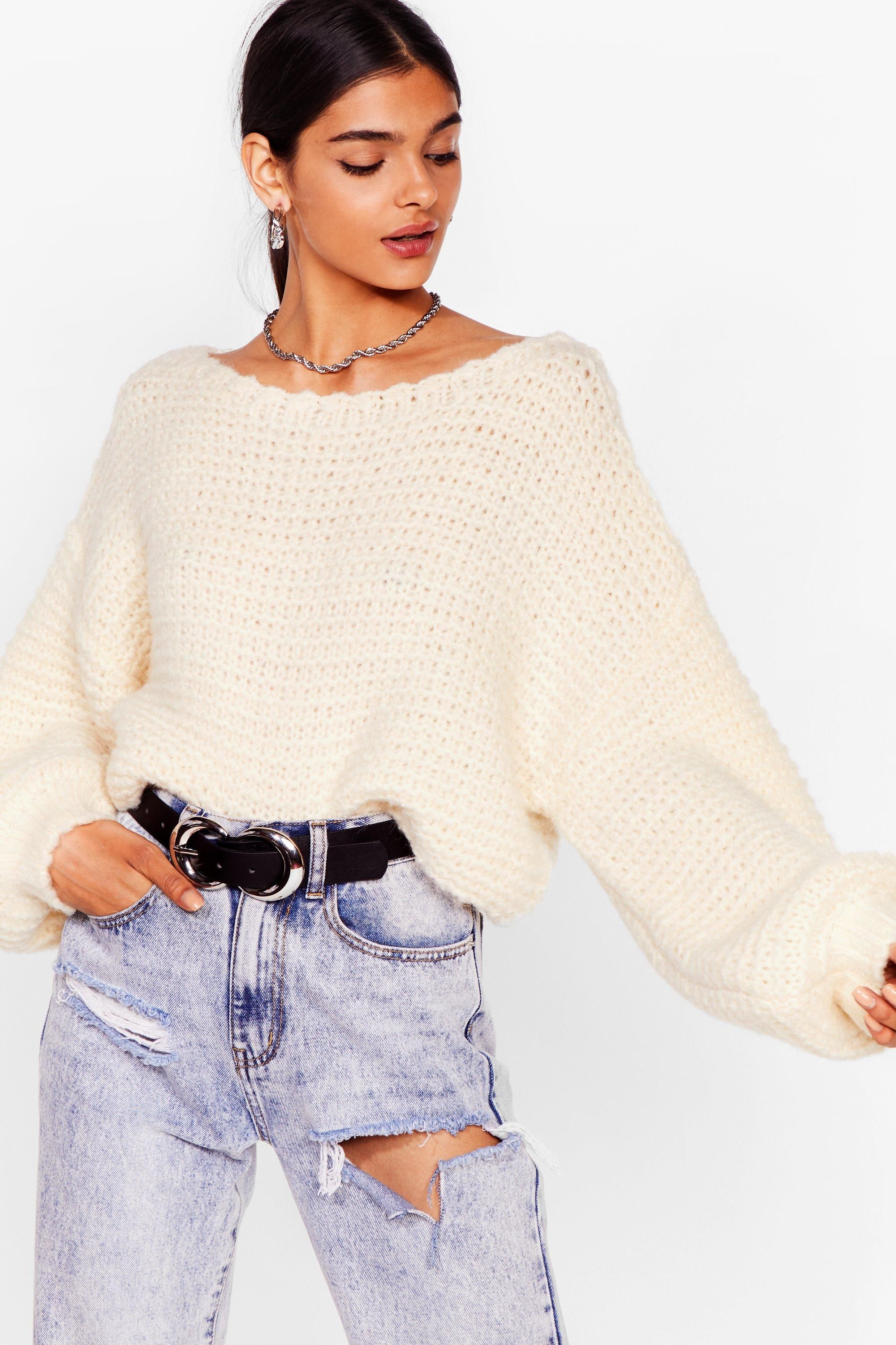 Fuck 'Em Off-the-Shoulder Knitted Sweater | NastyGal (US & CA)