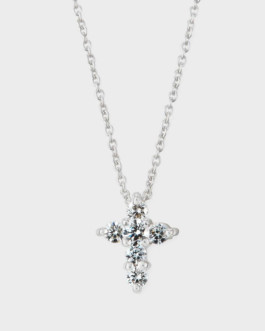 Roberto Coin 18K White Gold Diamond Large Baby Cross Necklace | Neiman Marcus