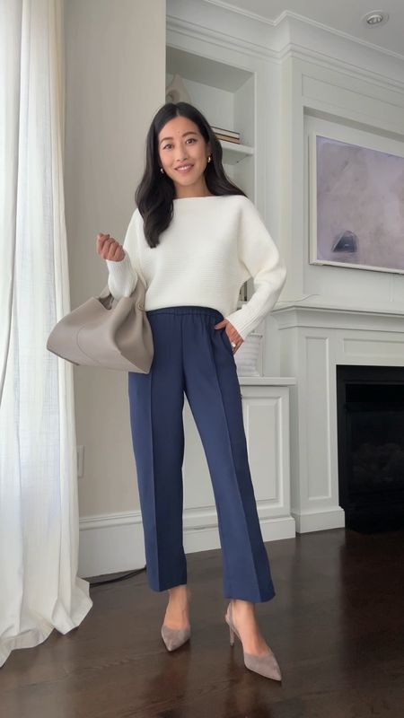 Ann Taylor major sale alert!

•Ann Taylor navy pull on crepe ankle pants xxs petite. 12:5” elastic across waist, 9” rise, 24” inseam very comfy and lightweight. 

•Ann Taylor relaxed cropped v-neck sweater cardigan xxs regular. Wish they made this in petites! Xxs is a loose fit on me lovely color and medium weight knit in a popular for fall style 

My top in the matching Toasted Oat color is almost sold out but you can search for other tops in the same color on AT site 

• AT suede slingbacks sz 5 

•AT white chunky boatneck sweater xxs petite 

Also shown: 
•navy wrap top sz xxs 
•pleated slim straight pants 00 P 
•mockneck top - sold out; very similar linked
•Naghedi mini tote
•AT suede slingbacks sz 5
•J.Crew earrings
•Polene bag (not linkable)

#petite business casual comfortable fall work outfit 

#LTKSeasonal #LTKworkwear #LTKstyletip