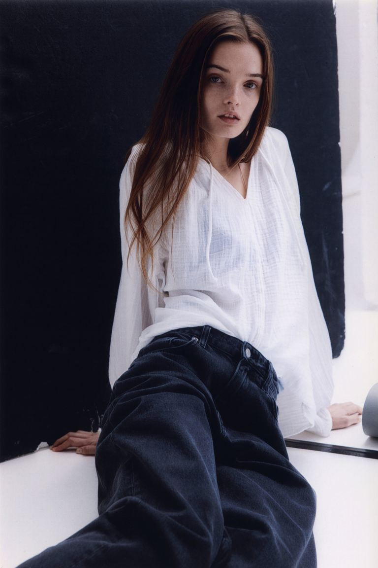 Muslin Pullover Blouse - White - Ladies | H&M US | H&M (US + CA)