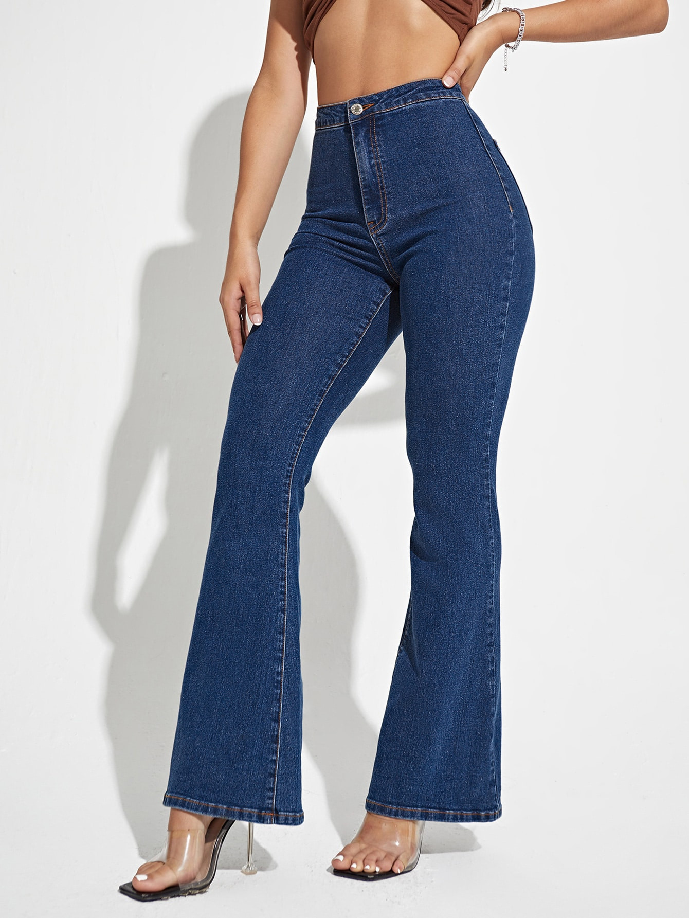 SHEIN Privé High Waisted Flare Leg Jeans | SHEIN
