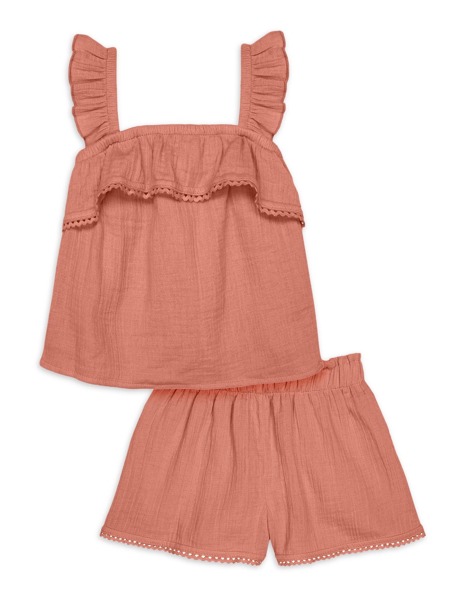 Modern Moments by Gerber Baby and Toddler Girl Top and Short Outfit Set, 2-Piece, Sizes 12M-5T | Walmart (US)