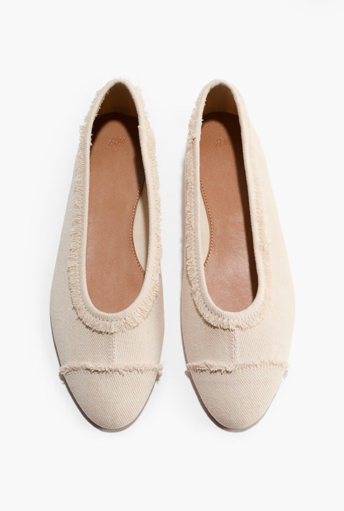 Cream denim fringe detail ballet flats

#LTKSeasonal