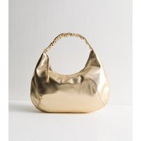 Gold Faux Leather Ruched Strap Scoop Shoulder Bag New Look | New Look (UK)