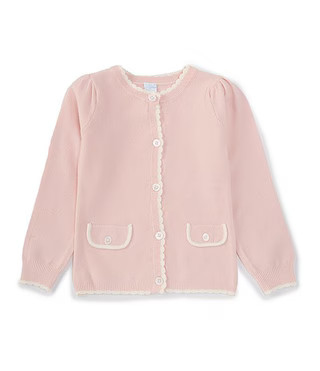 Edgehill Collection x The Broke Brooke Little Girls 2T-6X Grace Seed Stitch Sweater Cardigan | Di... | Dillard's