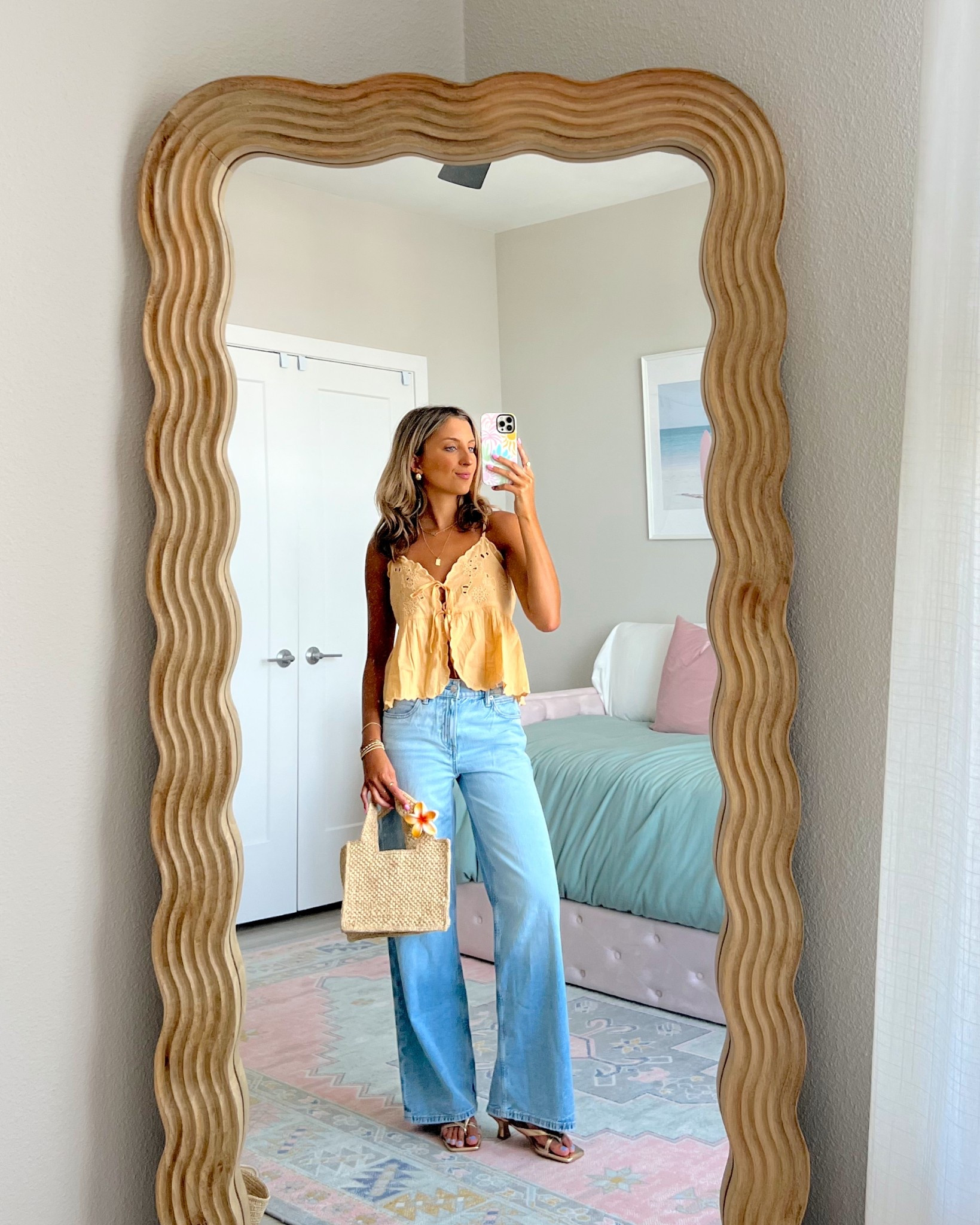 spring outfit idea from American eagle 💐💕 wearing a size XS use code EXTRA35 for an extra 35% off your purchase 