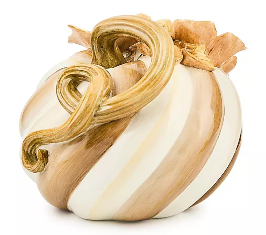 MacKenzie-Childs Mocha Swirl Twisted Stem Pumpkin - QVC.com | QVC