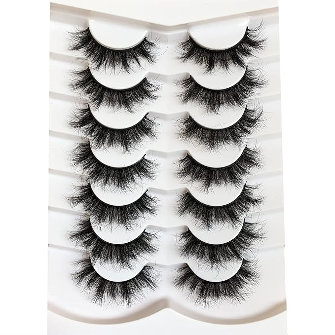 Pooplunch False Eyelashes Fluffy 8D Faux Mink Lashes Pack 15MM Wispy Short Natural Fake Eye Lashe... | Amazon (US)
